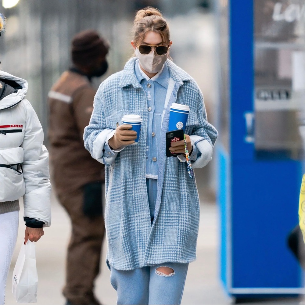 NEW Zara sky blue check coat blogger style - Picture 9 of 9